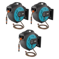 Gardena 82 Foot Wall Mounted Retractable Swivel Garden Hose Reel Box (3 Pack)