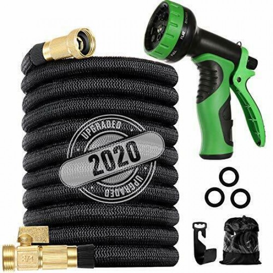 200 ft Flexible and Expandable Garden Hose - Strongest Triple Latex 200ft Black