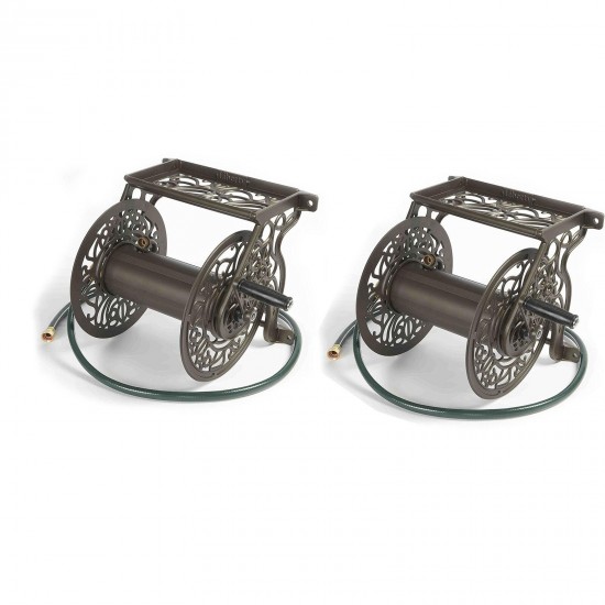 Liberty Garden Model 704 Decorative Outdoor Garden Water Hose Reels (2 Pack)