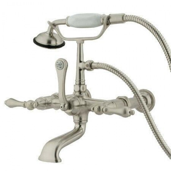 Kingston Brass Satin Nickel Wall Mount Clawfoot Tub Faucet W Hand Shower CC541T8