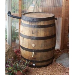 Aunt Molly's White Oak Whiskey Barrel  Rain Barrel c/Rain Water Diverter