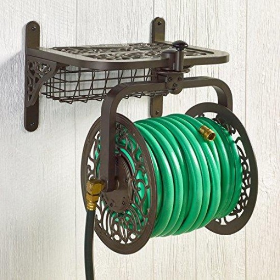 Liberty Garden 714 Decorative Cast Aluminum Navigator Rotating Garden Hose Reel,