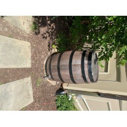 Real wood rain barrel made from whiskey barrel