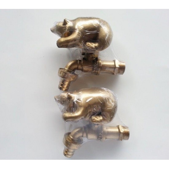 3x Brass Garden Bear Elephant Tiger Spigot Faucet Wild Animal Vintage Water Deco