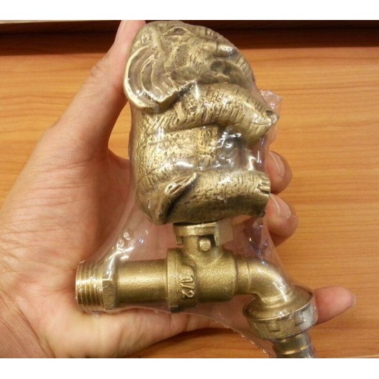 3x Brass Garden Bear Elephant Tiger Spigot Faucet Wild Animal Vintage Water Deco