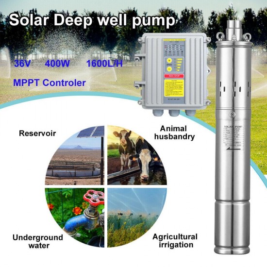 24v Submersible Deep Well Water Pump & 240w Solar Panel Control Kit for Watering