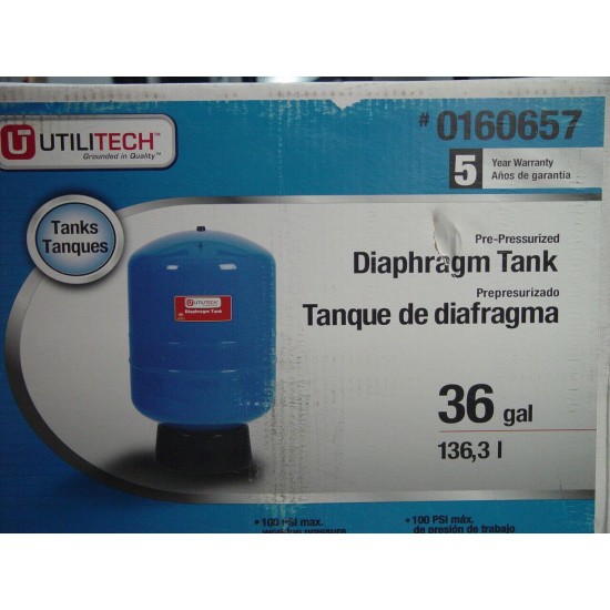 Utilitech 36 Gallon Vertical Pressure Tank More Drawdown for Longer Pump Life