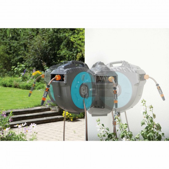 Gardena Comfort 82' Wall Mounted Retractable Swivel Garden Hose Reel Box 2 Pack