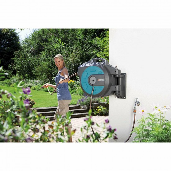 Gardena Comfort 82' Wall Mounted Retractable Swivel Garden Hose Reel Box 2 Pack