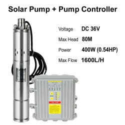 12V Solar Deep Well Water Pump Submersible for Livestock Watering Cabin