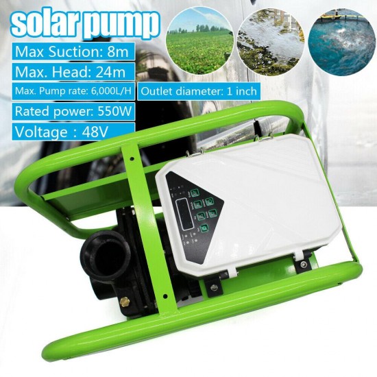 DC Solar Water Pump Surface Water Transfer 550W 6000L/H 48V+ MPPT Controller 24m