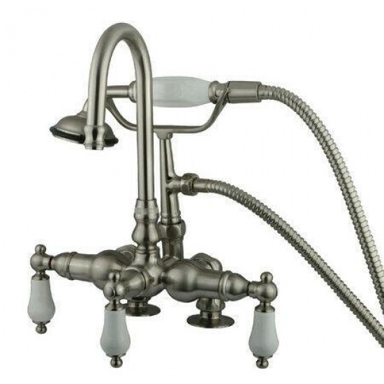 Kingston Brass Satin Nickel Deck Mount Clawfoot Tub Faucet W Hand Shower CC15T8