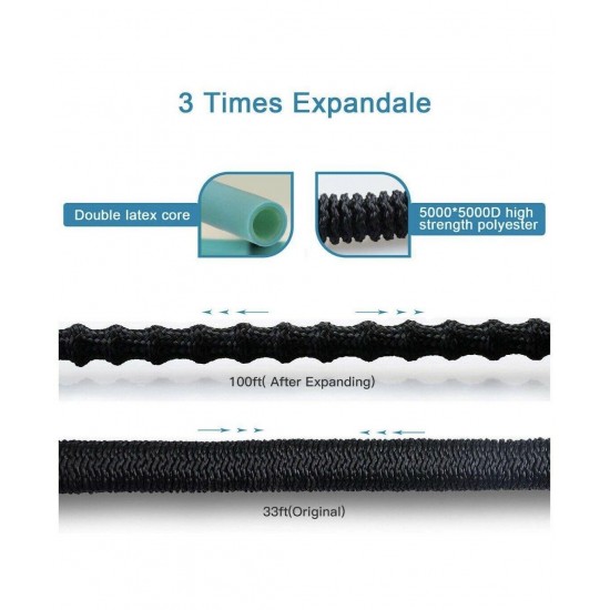 NEW Riemex Expandable Hose 25 FT Black Heavy Duty Garden Water Hose, Expandable