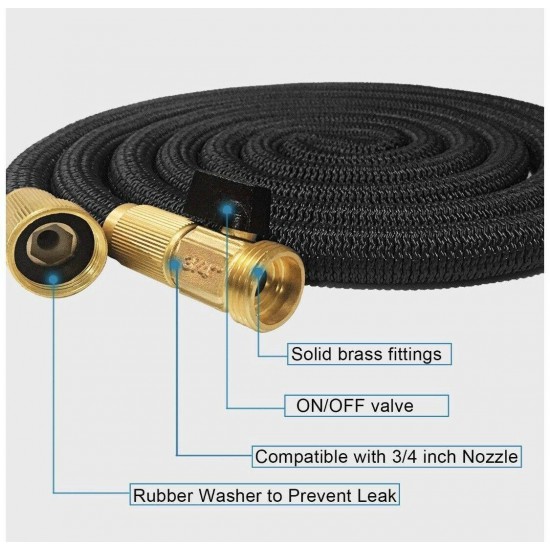 NEW Riemex Expandable Hose 50FT Black Heavy Duty Garden Water Hose, Expandable