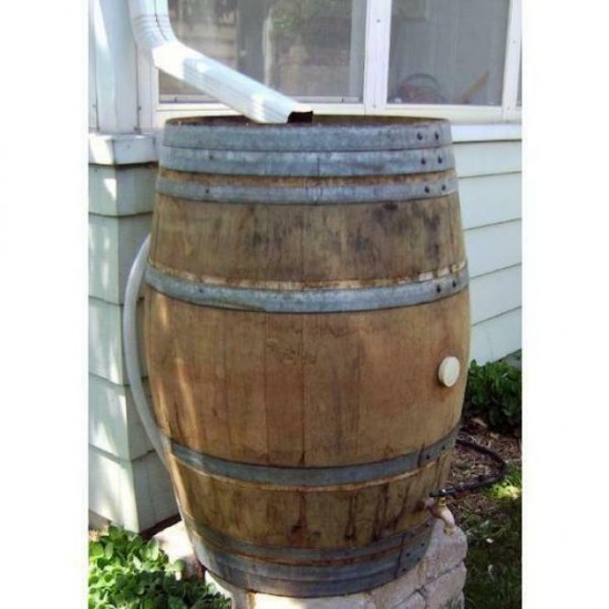 Rain Barrel Outdoor Garden Decorative Water Container Storage Drum with Spigot