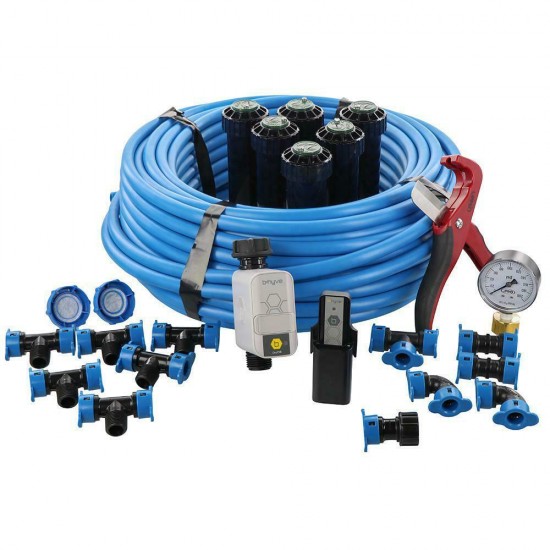 Inground Sprinkler System 1/2 in. Blu-Lock Tubing B-Hyve Smart Hose Faucet Timer