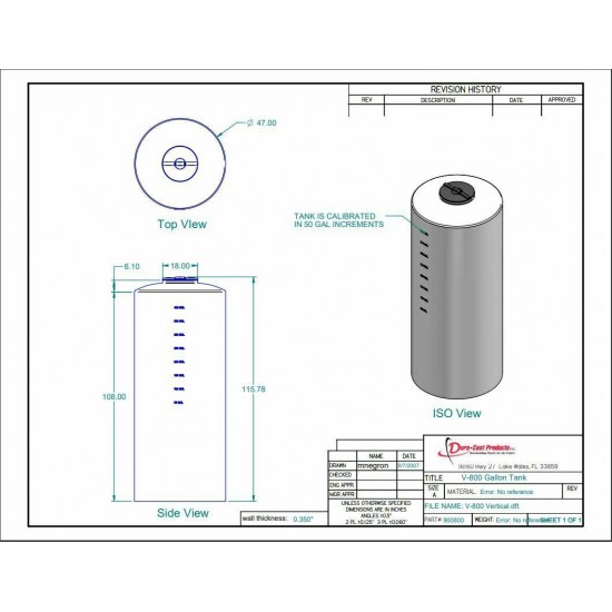 WATER STORAGE TANK 800 GALLON CHEM-TAINER BRAND