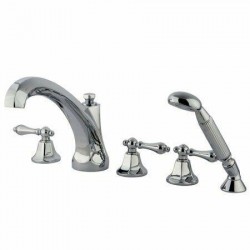 Polished Chrome Kingston Brass Metropolitan Roman Tub Filler With Hand Shower KS43215AL