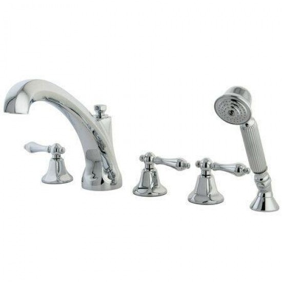 Polished Chrome Kingston Brass Metropolitan Roman Tub Filler With Hand Shower KS43215AL