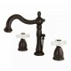 Kingston Brass KB1975PX Heritage Widespread Lavatory Faucet With Porcelain Cross Handle Oil Rubbed Bronze