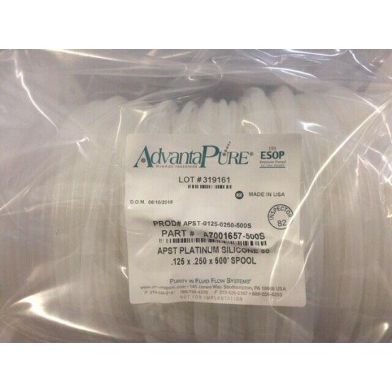 AdvantaPure A7001657-500S TUBE SILICON .125X.250IN 500FT (NEW)