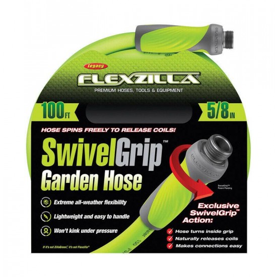 Flexzilla HFZG5100YWS 5/8 In. X 100 Ft. Garden Hose With SwivelGrip - Green