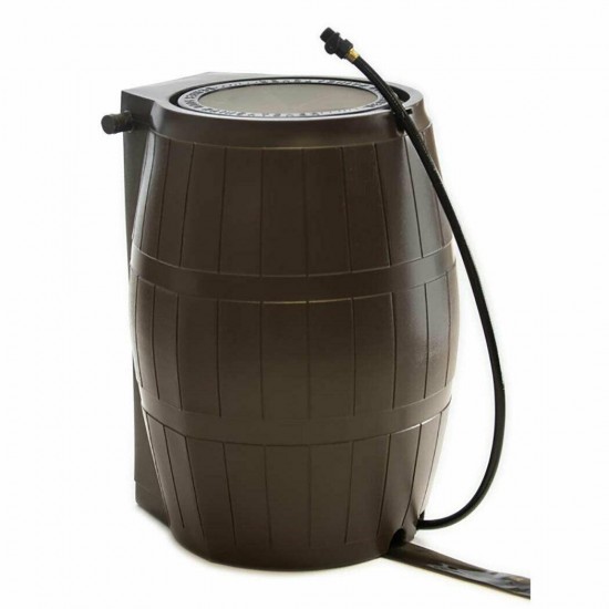 FCMP Outdoor RC4000-BRN 45-Gal BPA Free Home Rain Water Catcher Barrel (3 Pack)