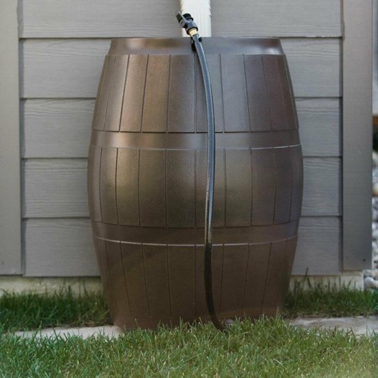 FCMP Outdoor RC4000-BRN 45-Gal BPA Free Home Rain Water Catcher Barrel (3 Pack)