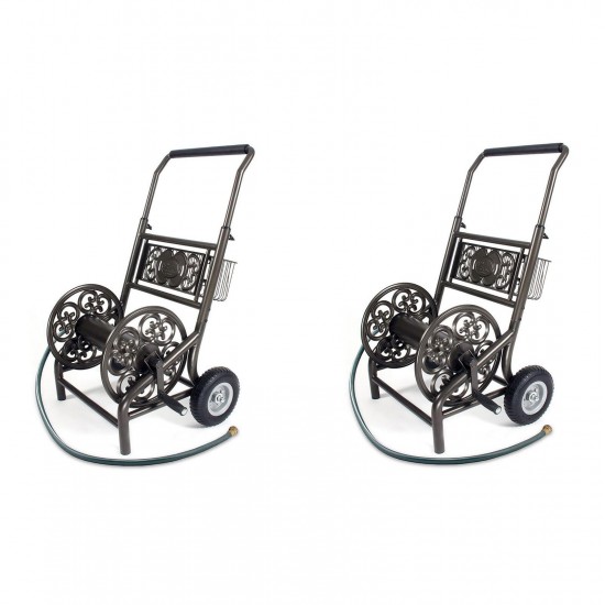 Liberty Garden Outdoor Garden Water Hose Reel Storage and Holder Cart (2 Pack)