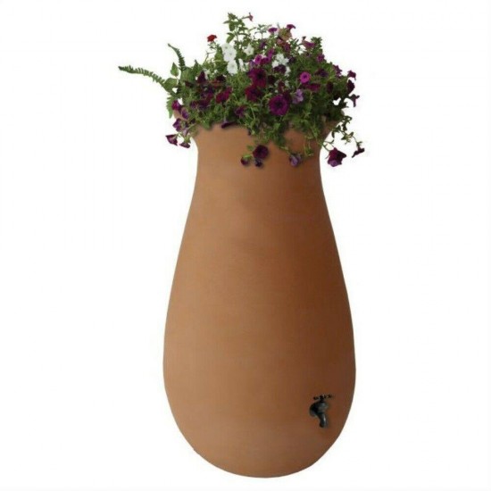 Fast Furnishings 65 Gallon Urn Style Rain Barrel in Terra Cotta