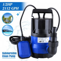 2100GPH 1/2HP Submersible Water Pump Clean Clear Dirty Flood Pond Pool Drain