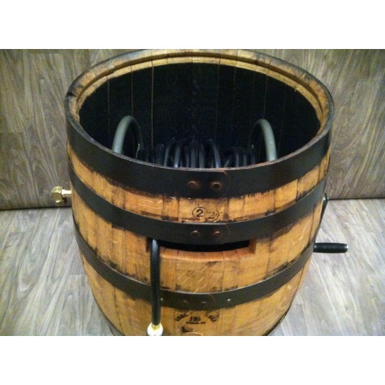 OLD WHISKEY BARREL GARDEN HOSE REEL ATTRACTIVE GARDEN HOSE STORAGE WOOD BARREL