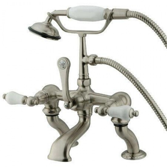 Kingston Brass Satin Nickel Deck Mount Clawfoot Tub Faucet W Hand Shower CC411T8