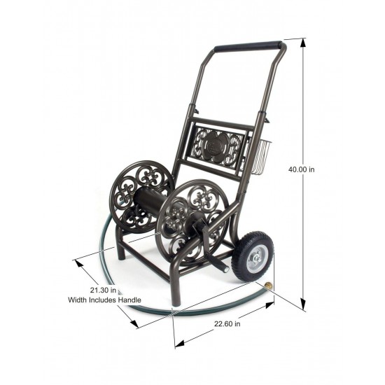 Liberty Garden LBG-301 2-Wheel Decorative Water Hose Reel Storage Cart