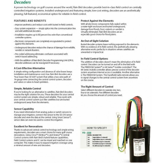 Rain Bird FD Series 2-Wire Decoder-Signal Line, 6 Individual Valves (FD601TURF)