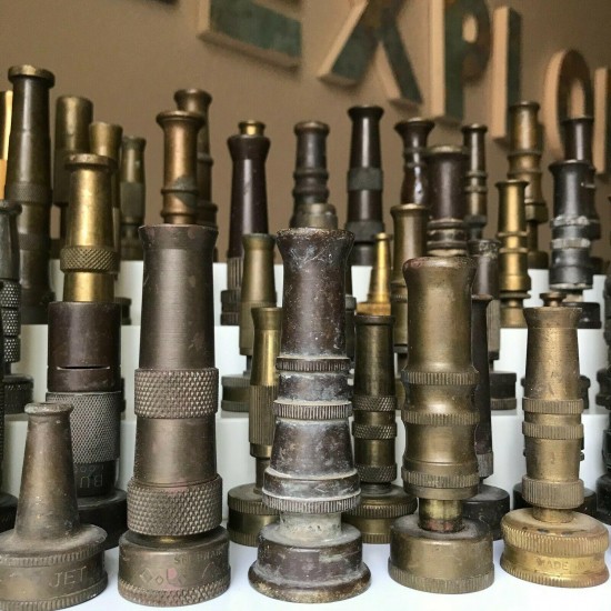 Vintage Hose Nozzles, Antique Hose Sprayers, Brass - Huge Lot of 80