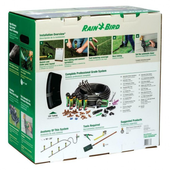 Rain Bird Easy to Install In-ground Irrigation Automatic Sprinkler System Lawn