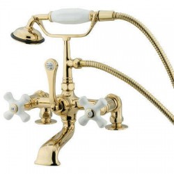 Kingston Polished Brass Deck Mount Clawfoot Tub Faucet W Hand Shower CC211T2