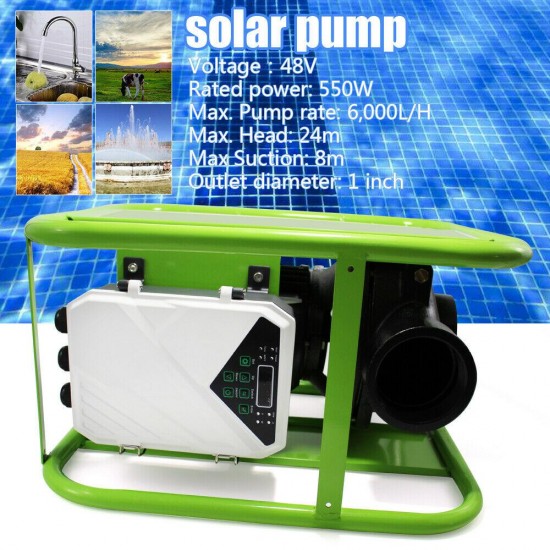 550W Surface Solar Water Pump Brushless DC 6000L/H 24m Controller Irrigation 48V