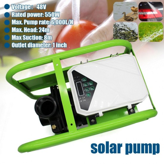 550W Surface Solar Water Pump Brushless DC 6000L/H 24m Controller Irrigation 48V