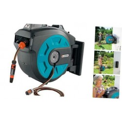 Retractable Battery Operated Hose Reel 115-Feet With Convenient Hose Guide