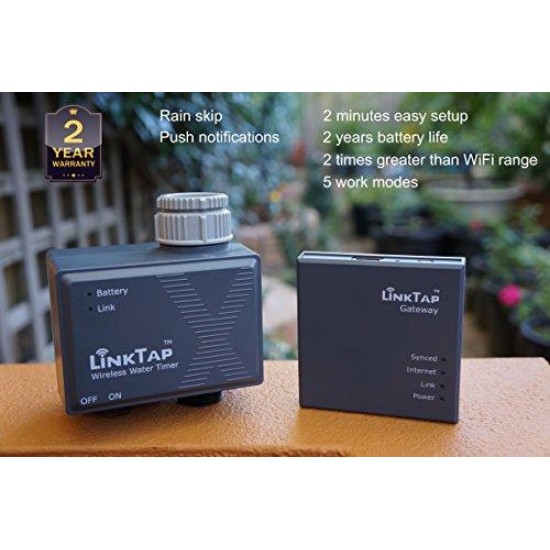 LinkTap GW01-TP01 Wireless Gateway Water Timer - Dark Gray