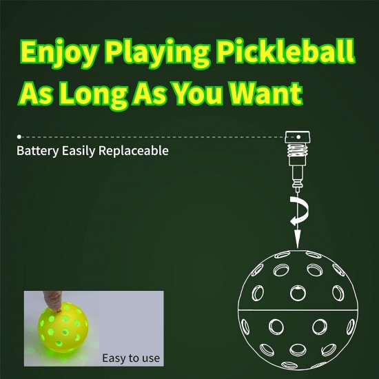 PickleStar LED Light Up Pickleball Balls, Glow in The Dark Pickleball Balls