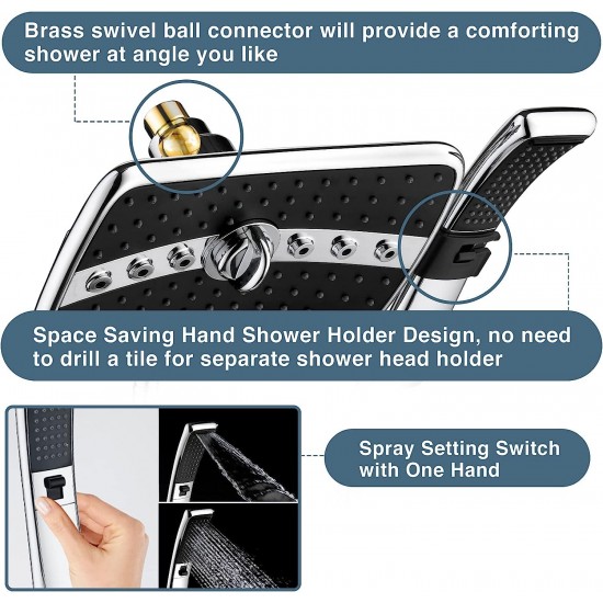 BRIGHT SHOWERS Dual Shower Head Combo Set, Handheld Showerhead