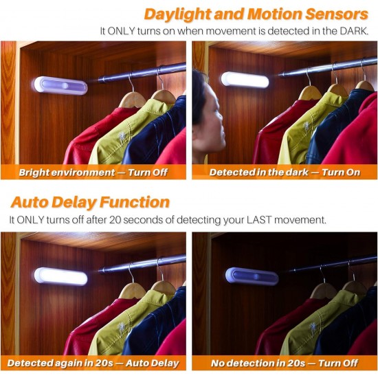 STAR-SPANGLED 3 Pack 7” Motion Sensor Lights Indoor Battery Operated