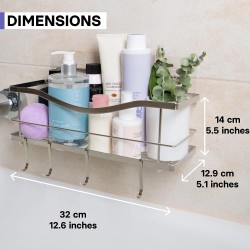 KINCMAX Shower Shelf - No Drill Self Adhesive Caddy with 4 Hooks 