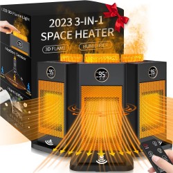2023 Upgraded Space Heater, Space Heaters for Indoor Use With 3D Flame Effect
