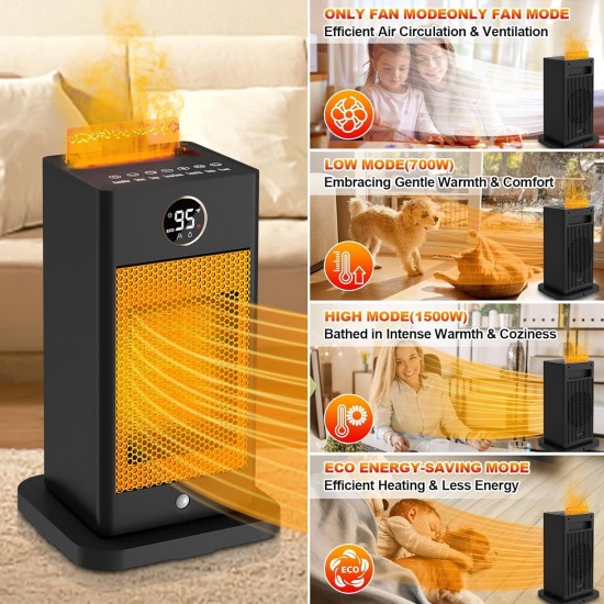2023 Upgraded Space Heater, Space Heaters for Indoor Use With 3D Flame Effect