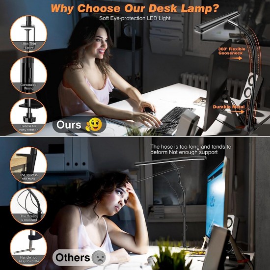 Airlonv LED Desk Lamp for Office Home, Eye-Caring Desk Light