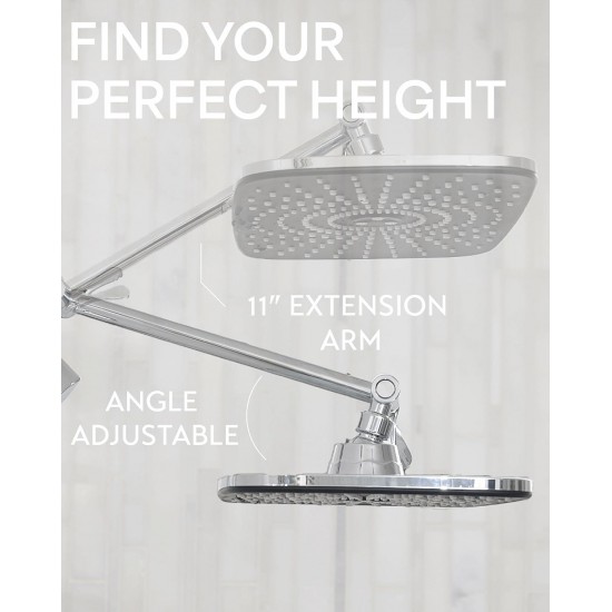Veken 12 Inch High Pressure Rain Shower Head Combo with Extension Arm